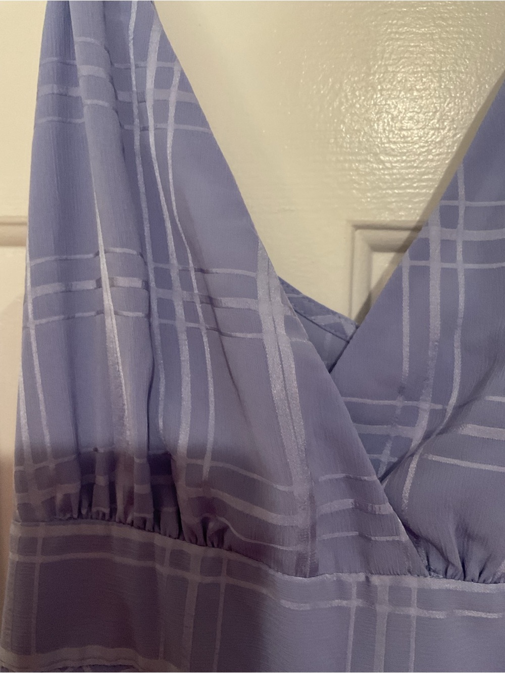 Selfie Leslie Lavender Plaid V-Neck Women's Romper - Picture 3 of 10